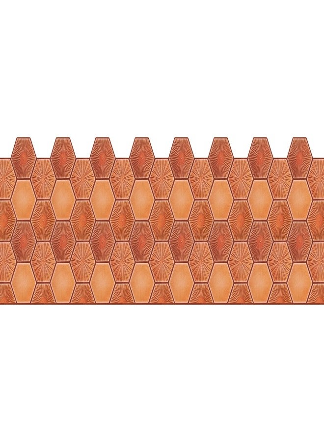WallDesign Terracotta Hexagon Tile Sticker - 2ft x 9.75 inch Waterproof Easy Clean Durable Vinyl Decorative Film for Kitchen Counter, Washbasin, Table, Wall, Cupboard - Image 1